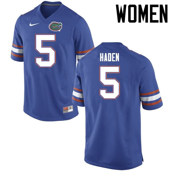 NCAA Florida Gators Joe Haden Women's #5 Nike Blue Stitched Authentic College Football Jersey LFG6864DY